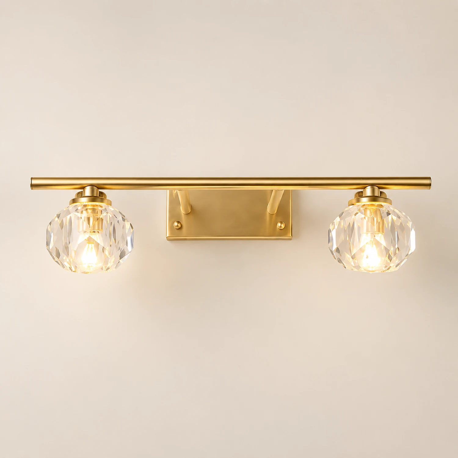 Kristy Wall Lamp Modern Mirror Front Vanity, Metal/Crystal, Gold, Bathroom - Lumpaz