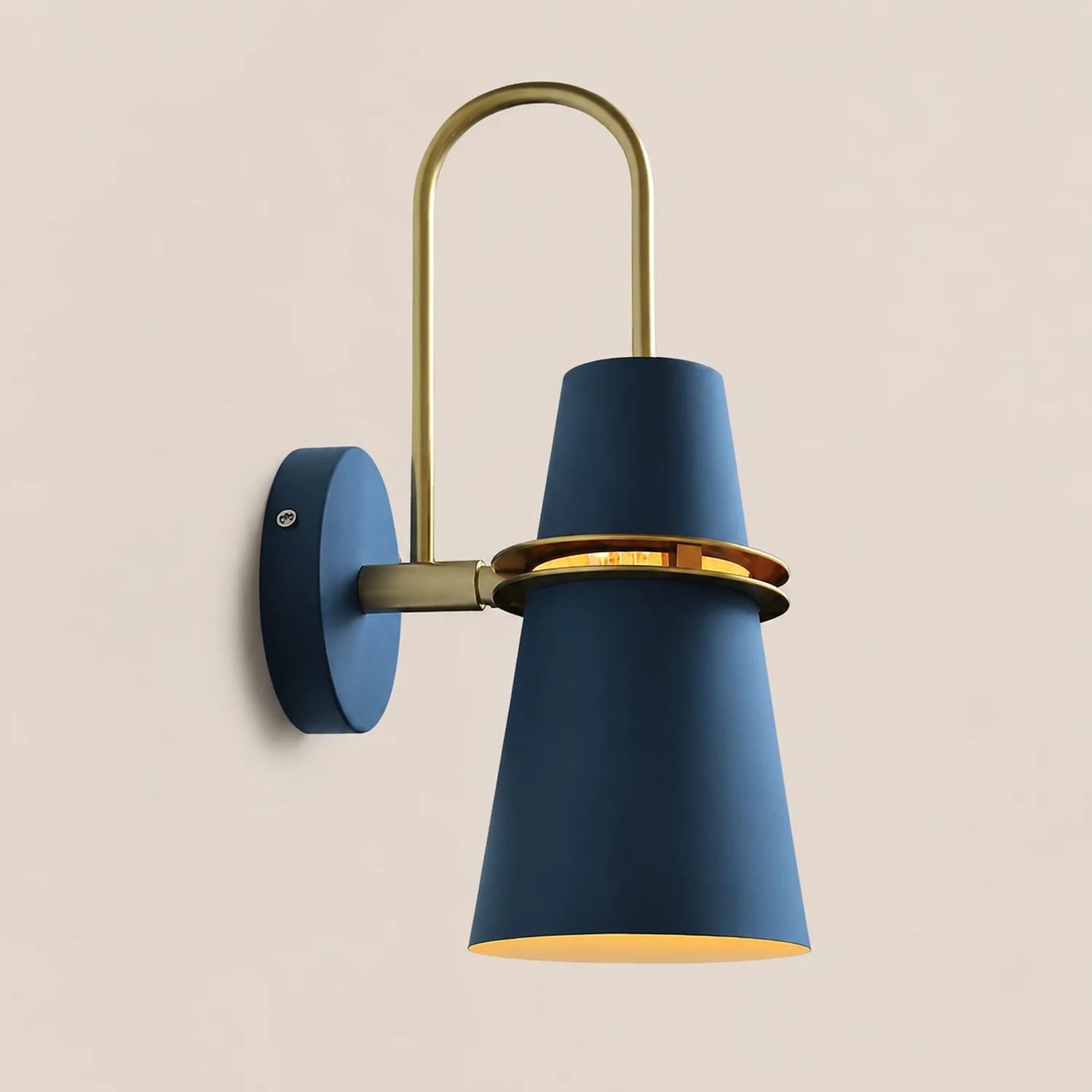 Morandi Modern Cone Metal Wall Lamp, Black/White/Blue - Lumpaz