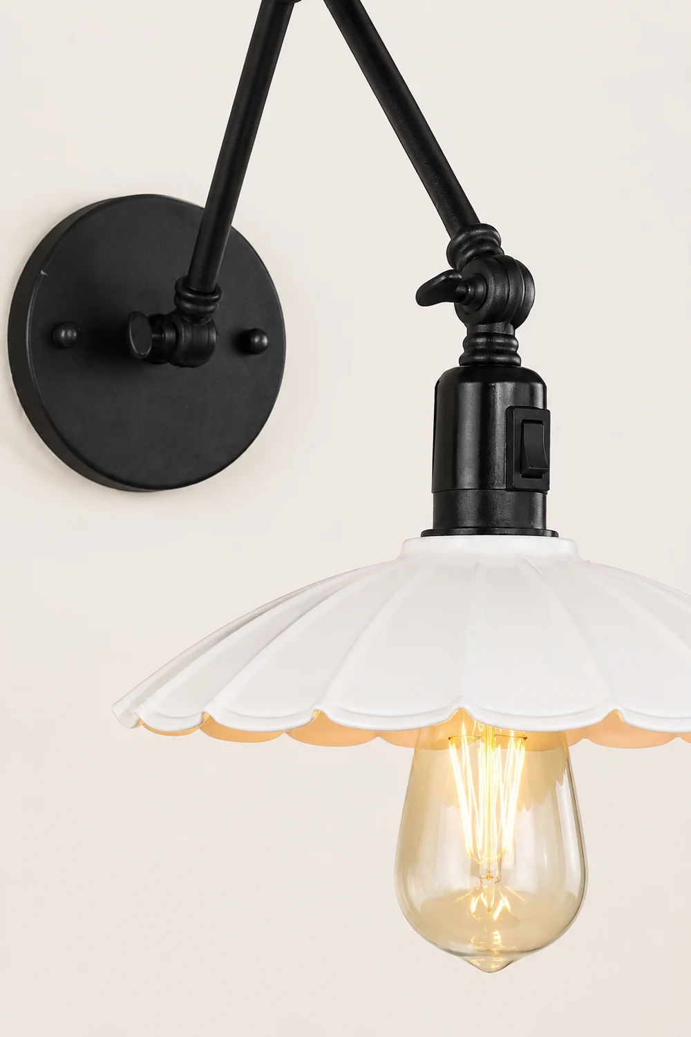 Brady Wall Lamp Creative Pleated Adjustable Metal, Black, Bedroom - Lumpaz