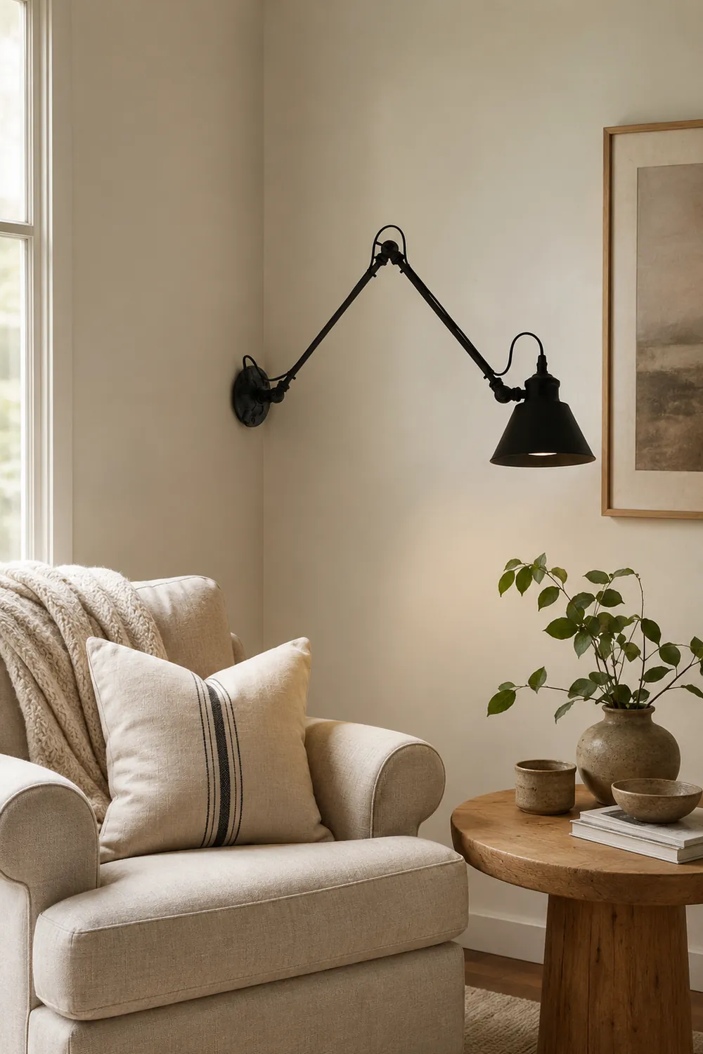 Brady Wall Lamp Conic Modern, Metal Adjustable, Black, Living Room - Lumpaz