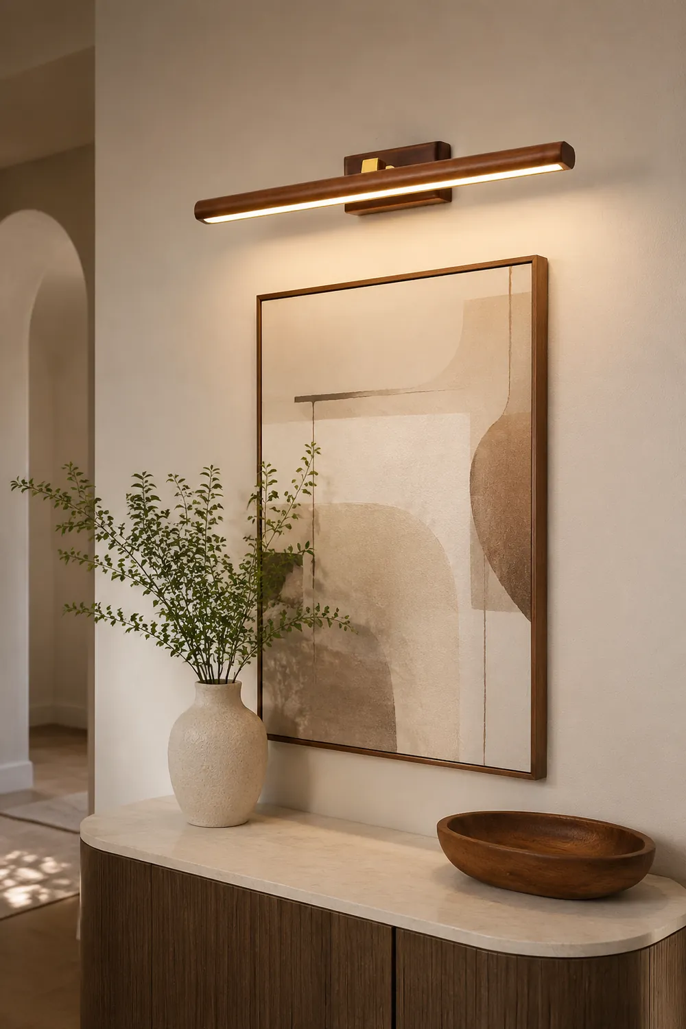 Ozawa Vanity Rotatable Mirror Front Vanity Wall Lamp, Wood - Lumpaz