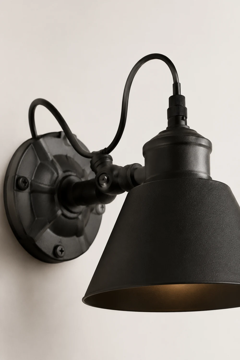 Brady Wall Lamp Conic Modern, Metal Adjustable, Black, Living Room - Lumpaz