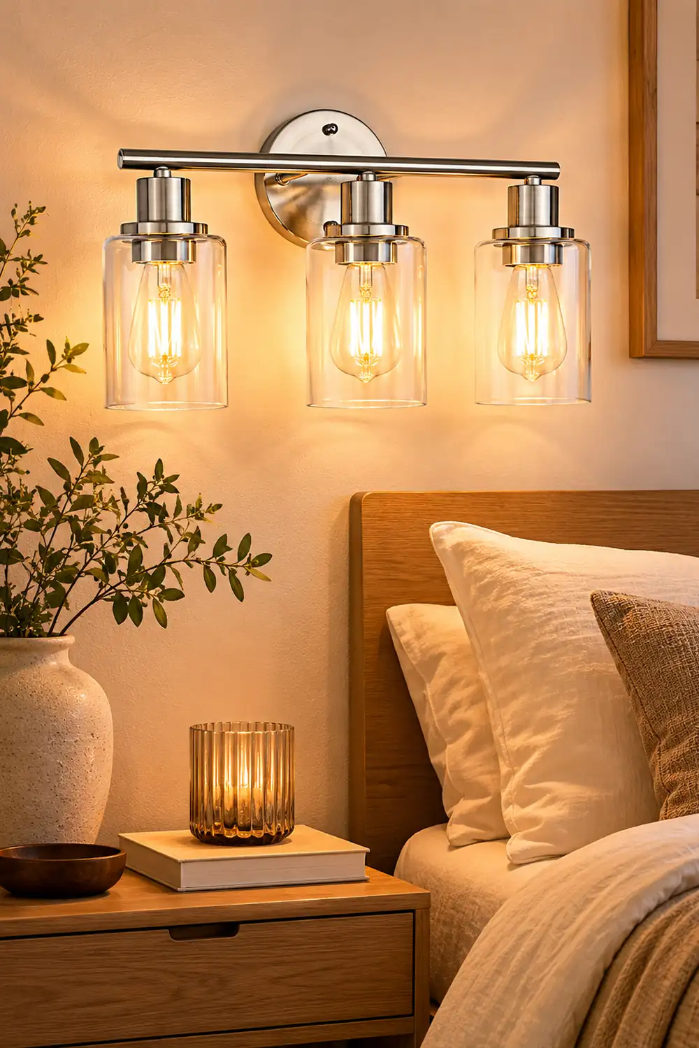 Alessio Modern Cylindrical Metal&Glass Wall Lamp In Living Room, Nickel - Lumpaz