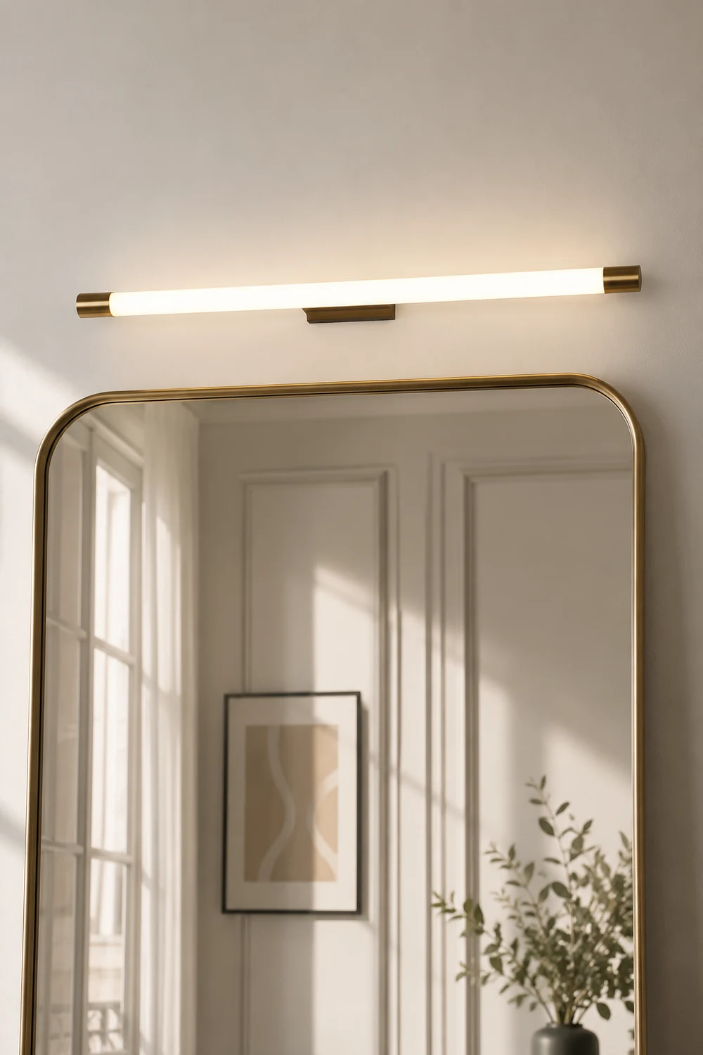 Edge Modern Gold Mirror Front Vanity Wall Lamp, Metal/Acrylic - Lumpaz