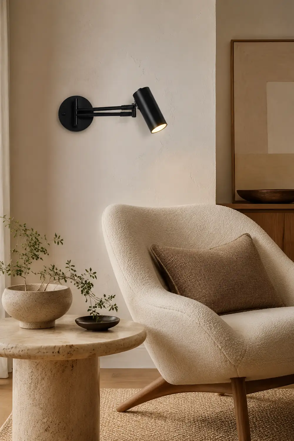 Brady Wall Lamp Cylindrical Adjustable Lamp Pole Metal Black, Living Room - Lumpaz