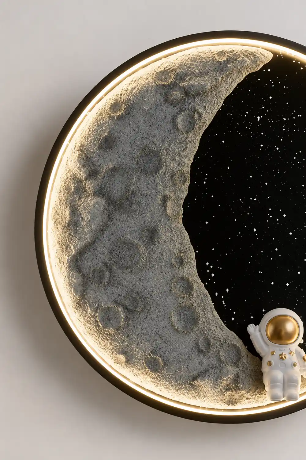 Elif Modern Astronaut Moon Metal Black Wall Lamp - Lumpaz