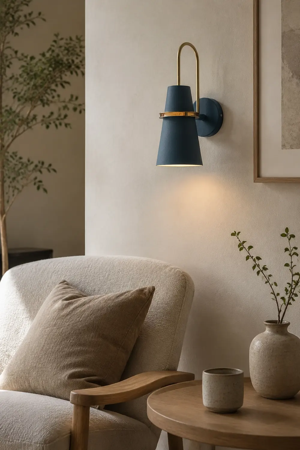 Morandi Modern Cone Metal Wall Lamp, Black/White/Blue - Lumpaz