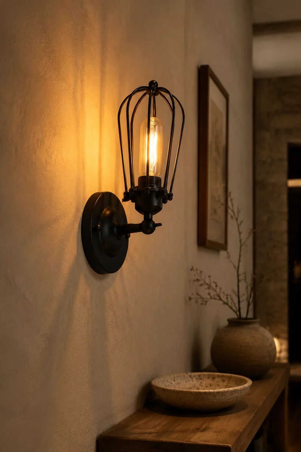 Alessio Vintage Iron Wall Lamp, Black/Rust/Bronze/Gold/Silver - Lumpaz