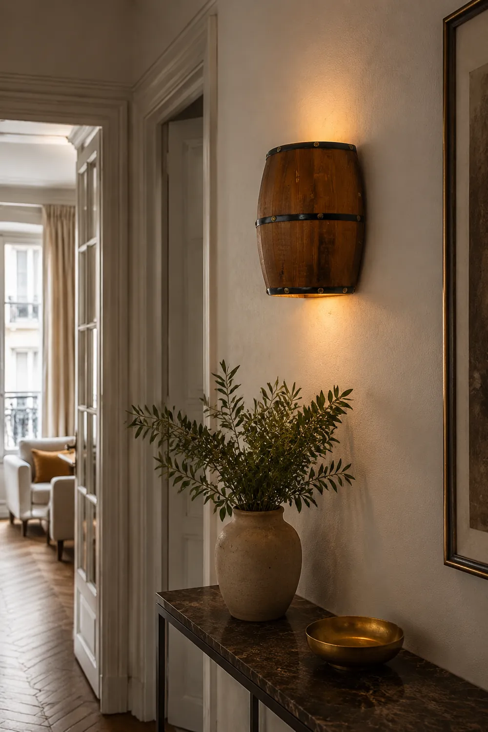 Alessio Wall Lamp Retro Creative Barrel Wooden, Dining Room - Lumpaz
