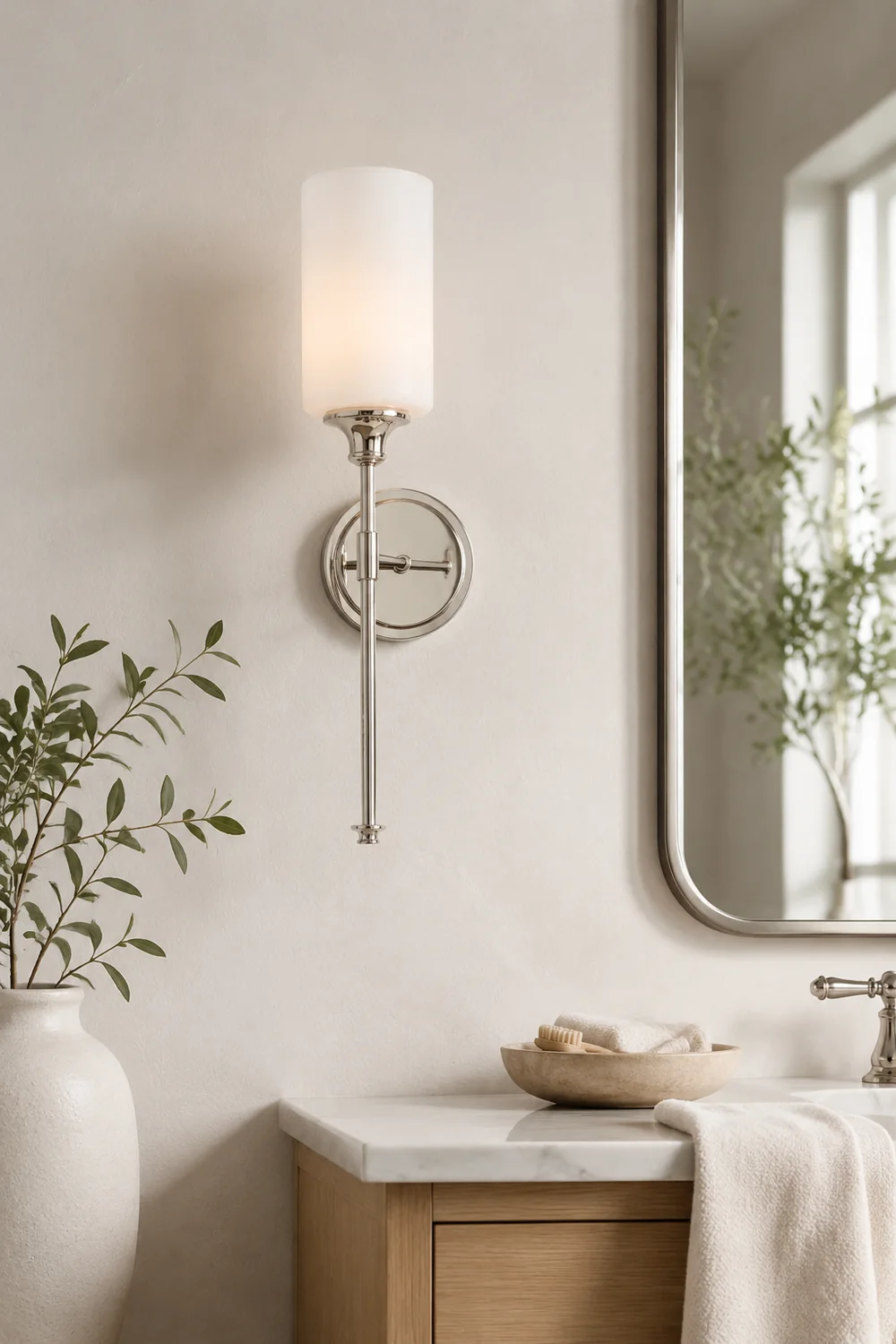 Eryn Nordic Vanity Metal Glass Minimalism Wall Lamp, Black/Silver - Lumpaz