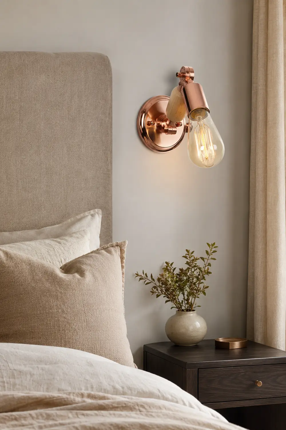 Alessio Wall Lamp Bulb Wooden Adjustable Makeup Gold, Living Room - Lumpaz