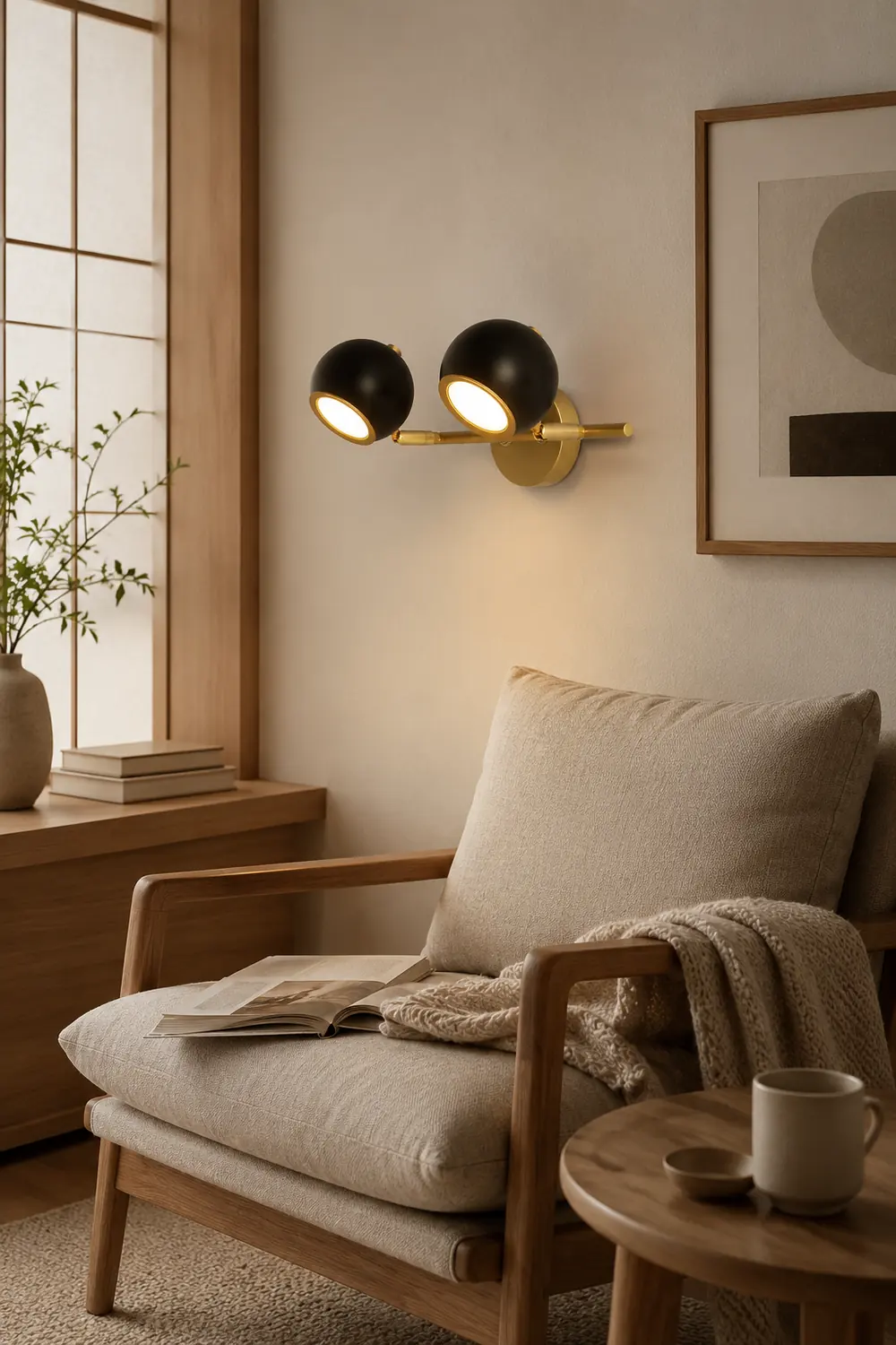 Leigh Modern Globe Metal&Acrylic Wall Lamps, Black/White - Lumpaz