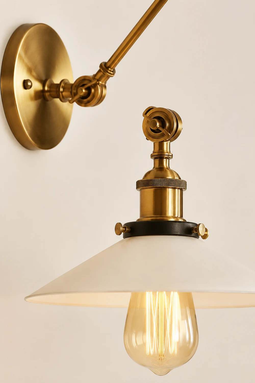 Alessio Wall Lamp Retro Saucer Lampshade Metal Adjustable 2 Color, Bedroom - Lumpaz