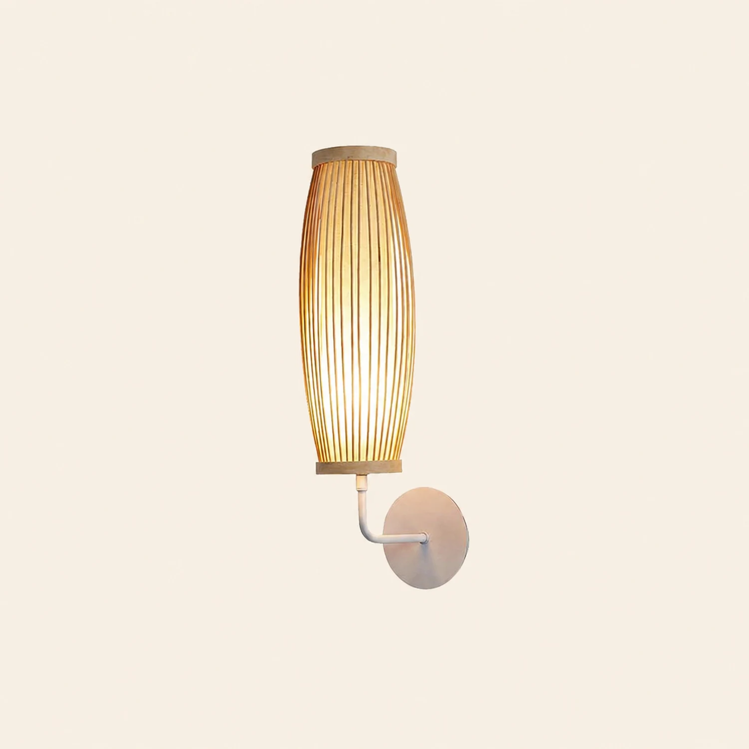 Muto Japanese Cylindrical Rattan Wall Lamp Bamaoo Bedroom - Lumpaz