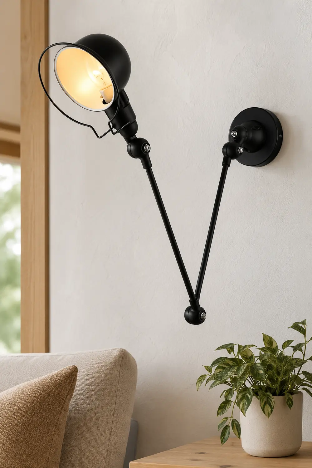 Brady Wall Lamp Bowl Circle Adjustable Metal, 2 Color, Living Room - Lumpaz