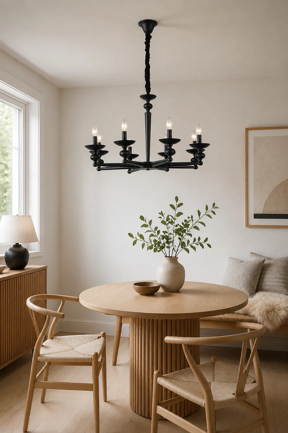 Alessio Retro Candle Wall Lamp/Black Chandelier for Living Room, Dining Room - Lumpaz