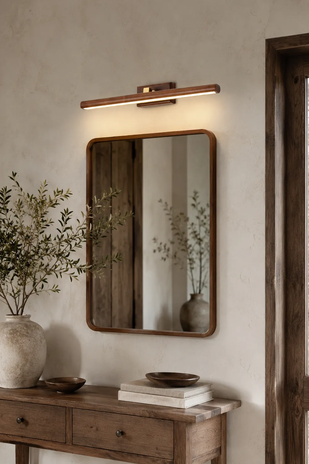 Ozawa Vanity Rotatable Mirror Front Vanity Wall Lamp, Wood - Lumpaz