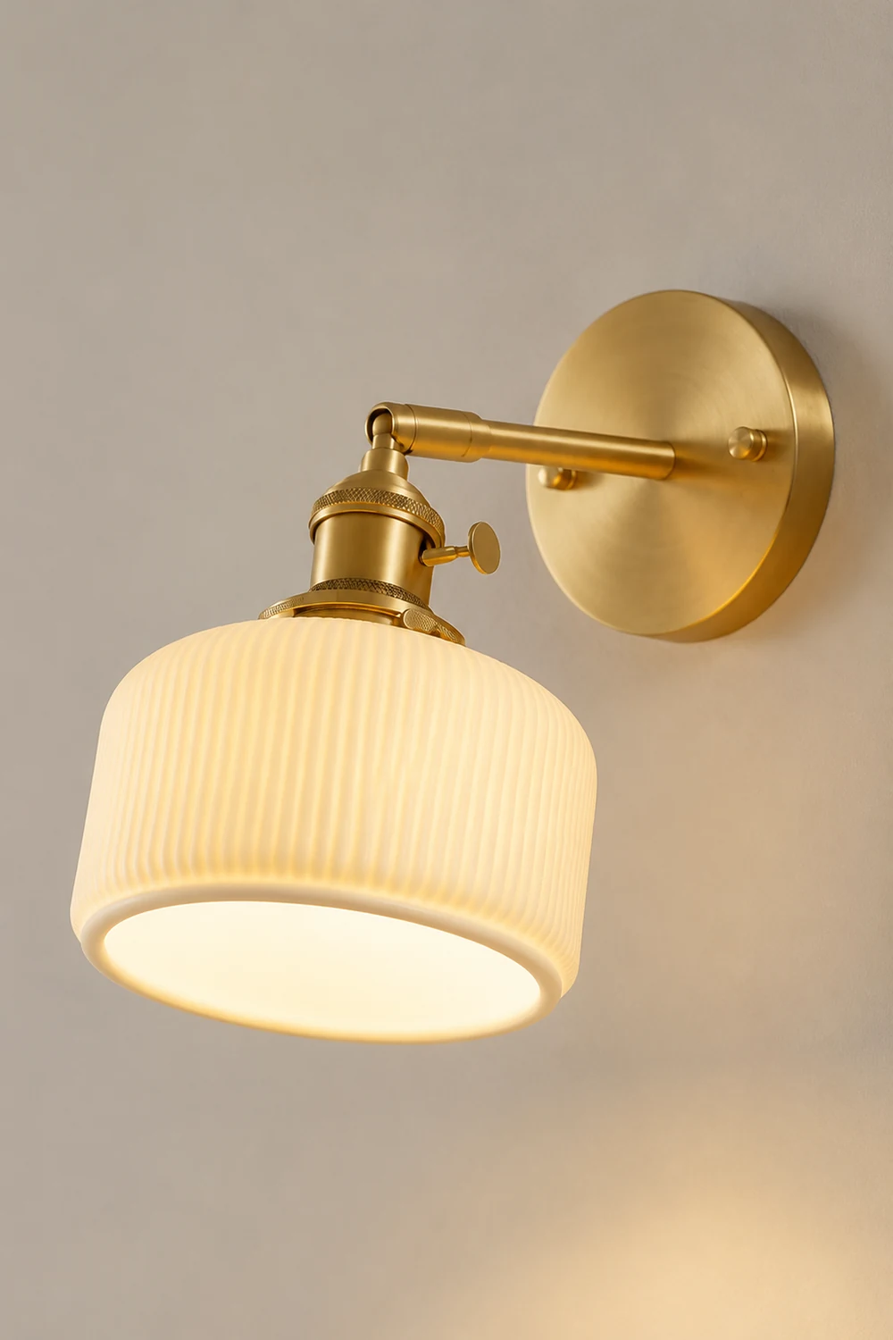 Lottie Vintage Column Ceramic Vanity Light, White, Bedroom - Lumpaz