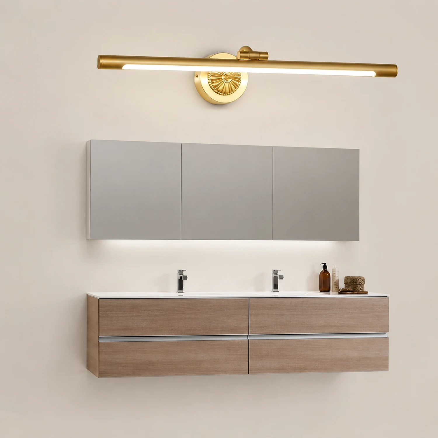 Eryn Modern Linear Vanity Wall Lamp, Gold, Bathroom - Lumpaz