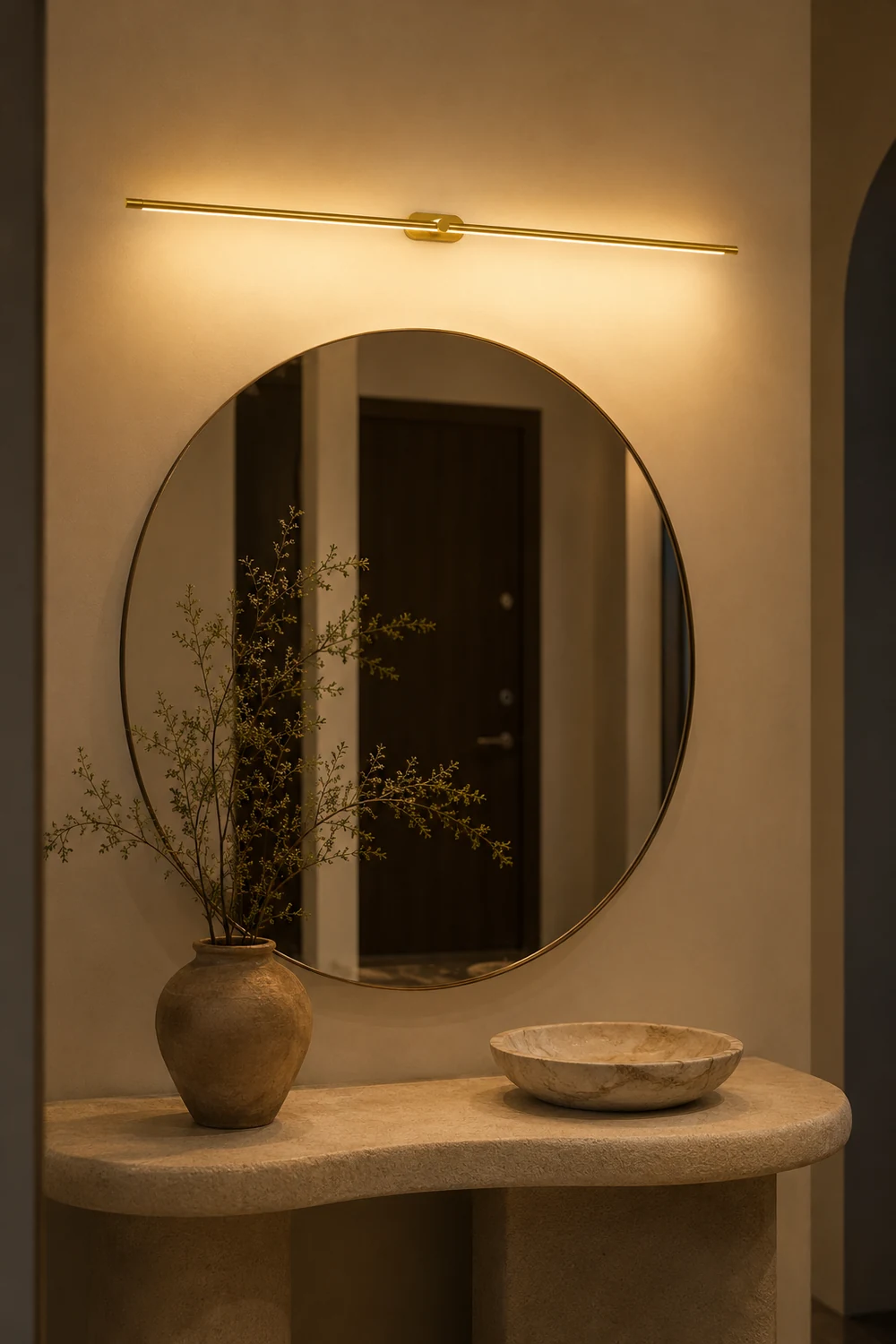 Leigh Minimalist Linear Metal/Acrylic Wall Lamp, White/Black/Gold - Lumpaz
