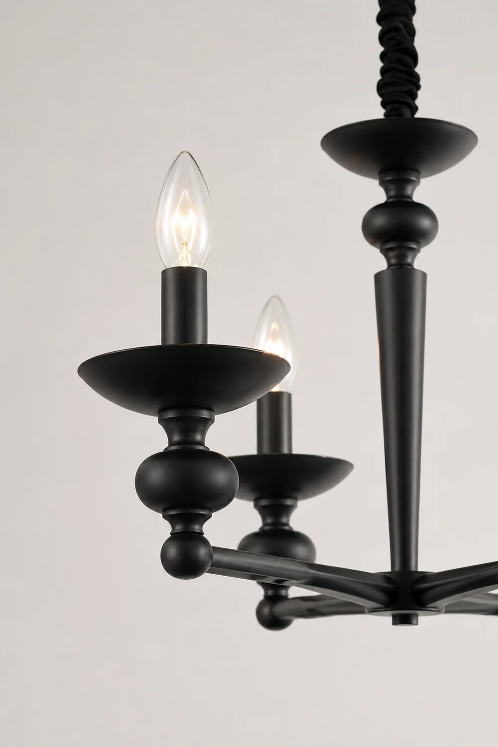 Alessio Retro Candle Wall Lamp/Black Chandelier for Living Room, Dining Room - Lumpaz