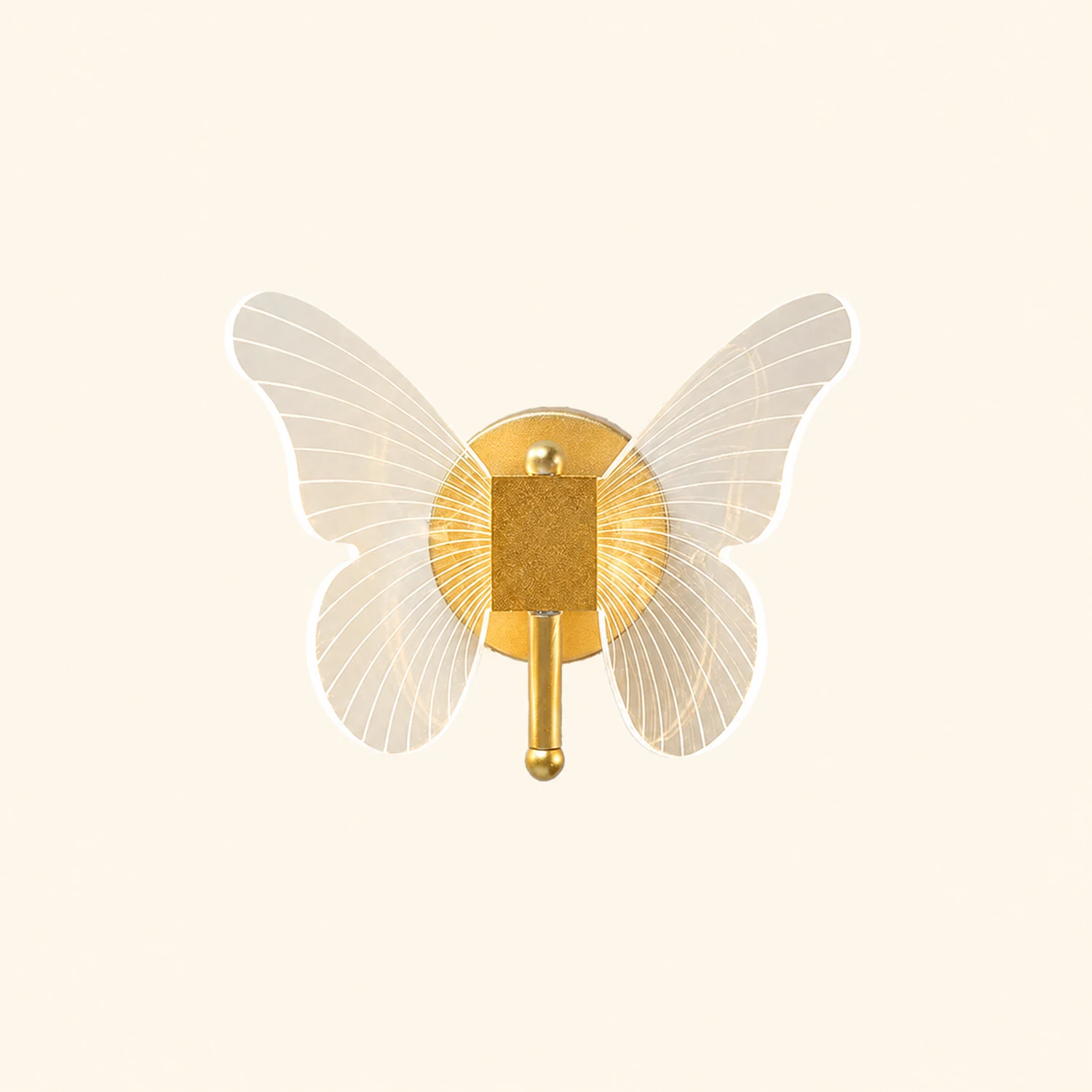 Kady Cute Butterfly Metal Wall Lamp, Gold - Lumpaz