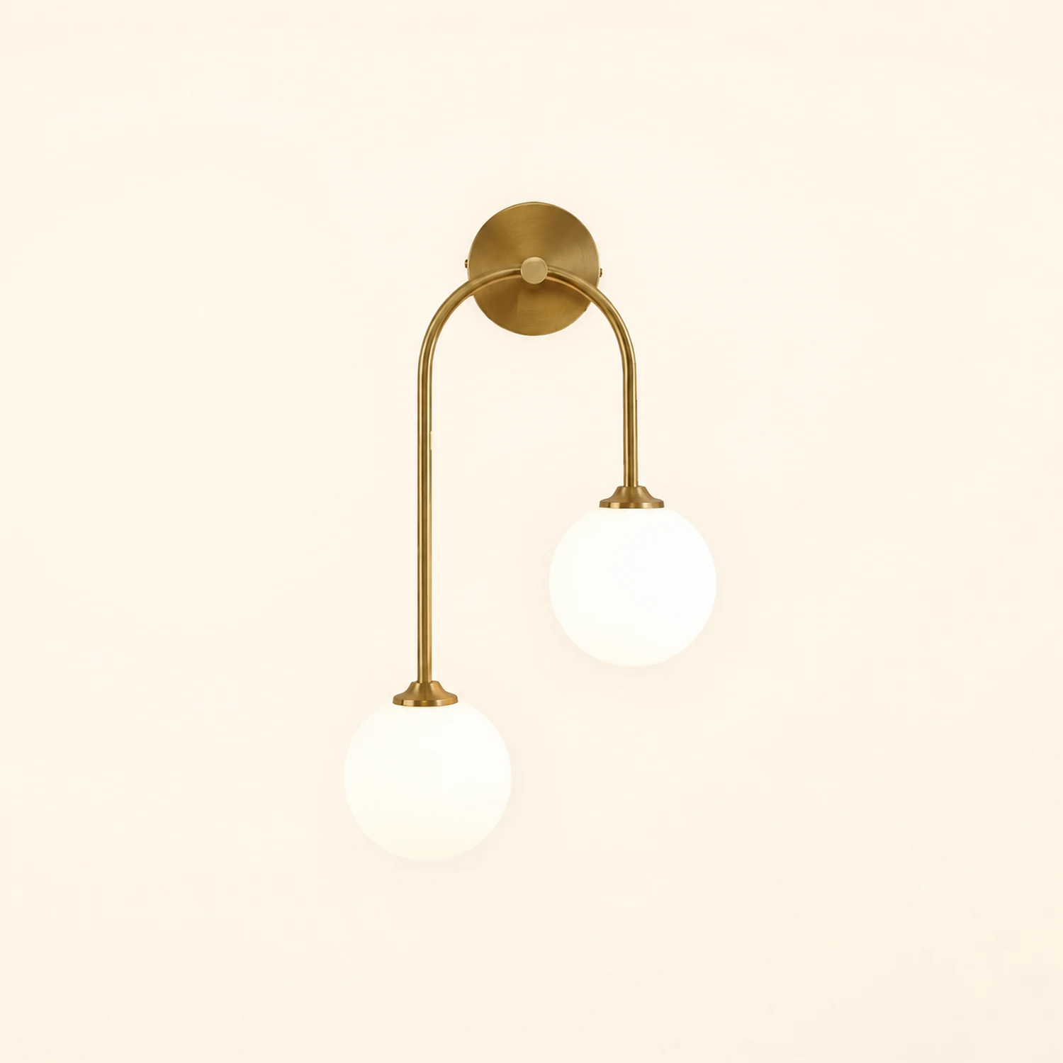 Valentina Modern Arc Globe Glass Wall Lamp, Brass, Living Room - Lumpaz