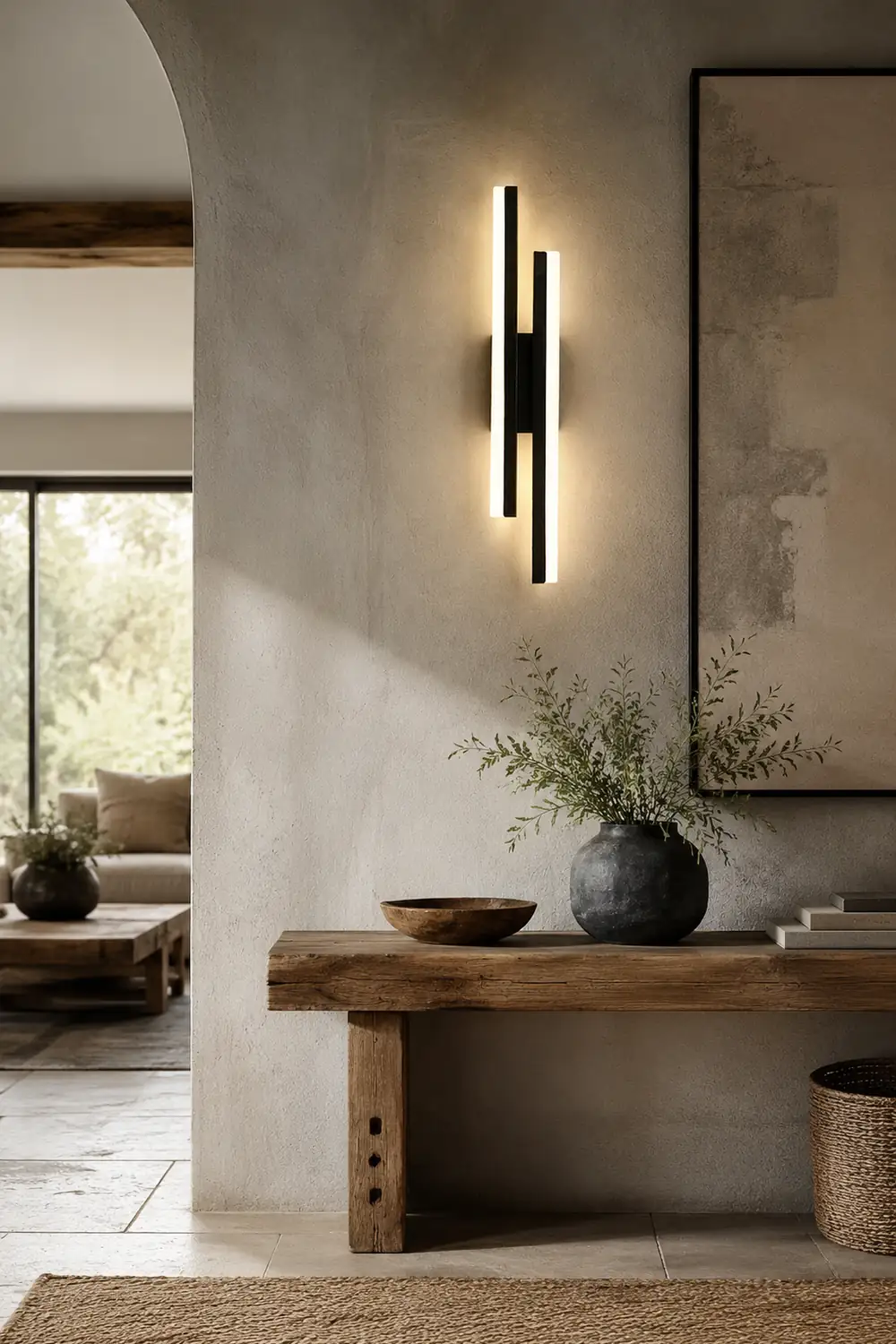 Alana Minimalist Geometric Wall Lamp, Acrylic/Metal, Black/White - Lumpaz