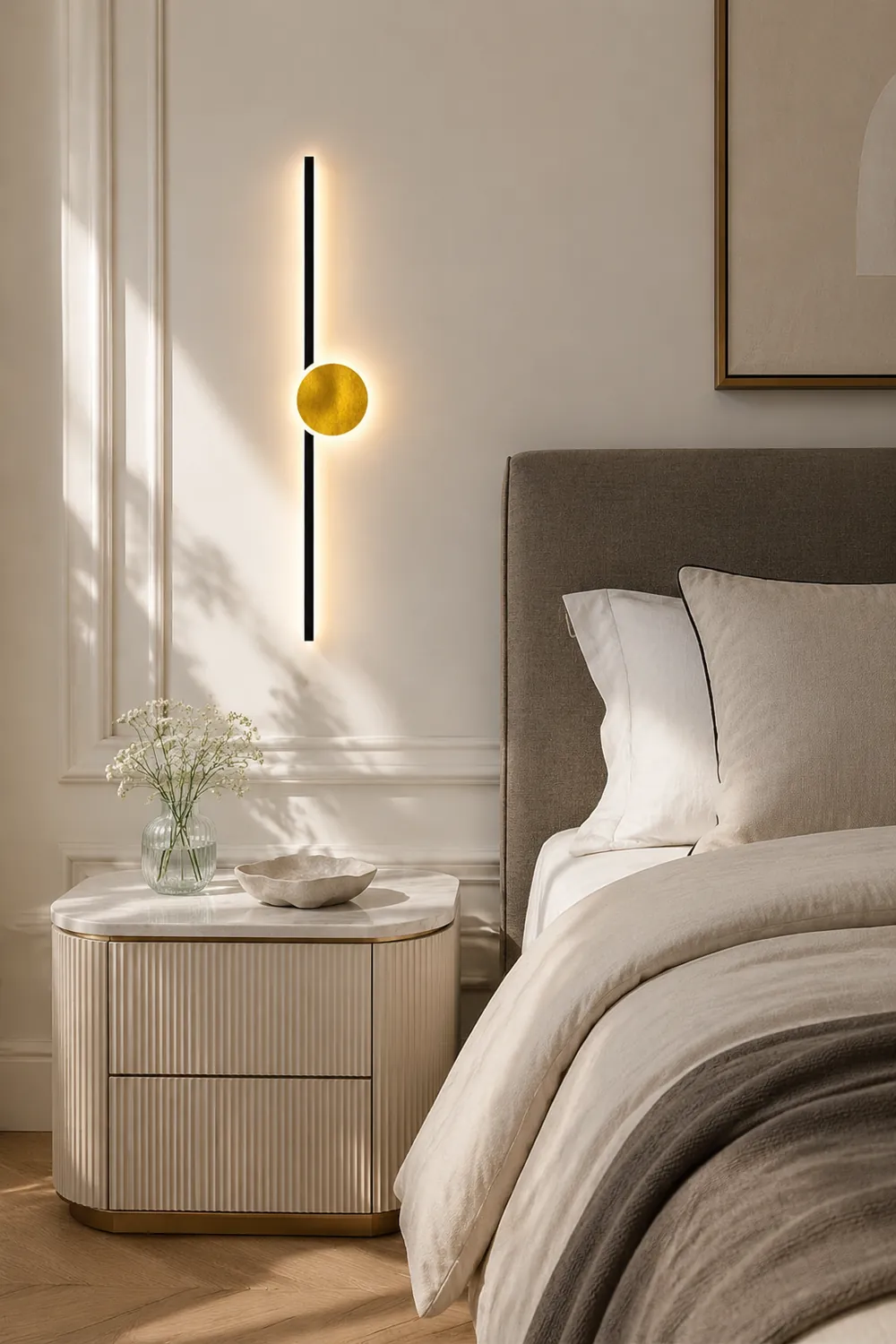 Emyr Modern Simple Circular Line Gold Acrylic Wall Lamp - Lumpaz