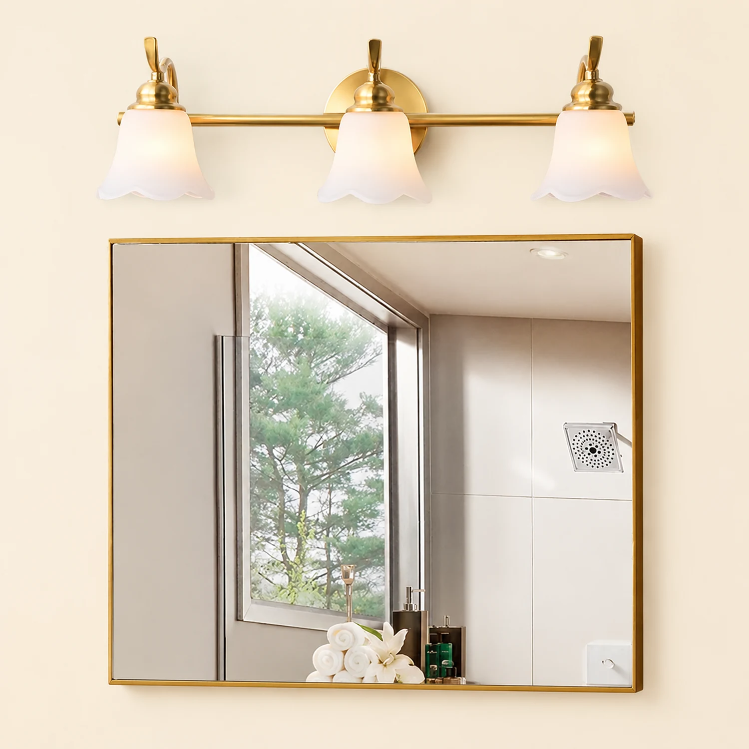 Félicie Vintage Flower Shaped Metal&Glass Lamp Wall, Gold - Lumpaz