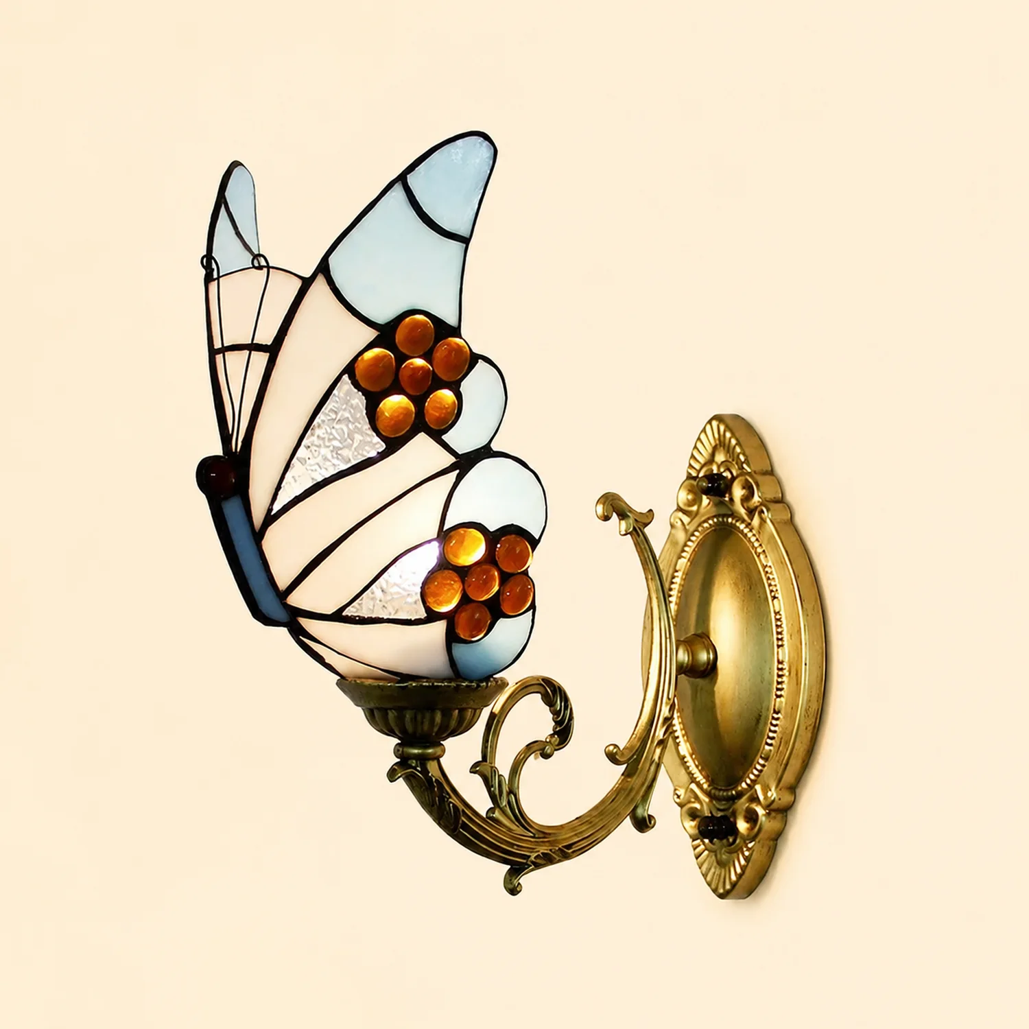 Kady Artistic Butterfly Metal/Glass Lamps Wall, Red/Blue/Multi-Color/Light Blue - Lumpaz
