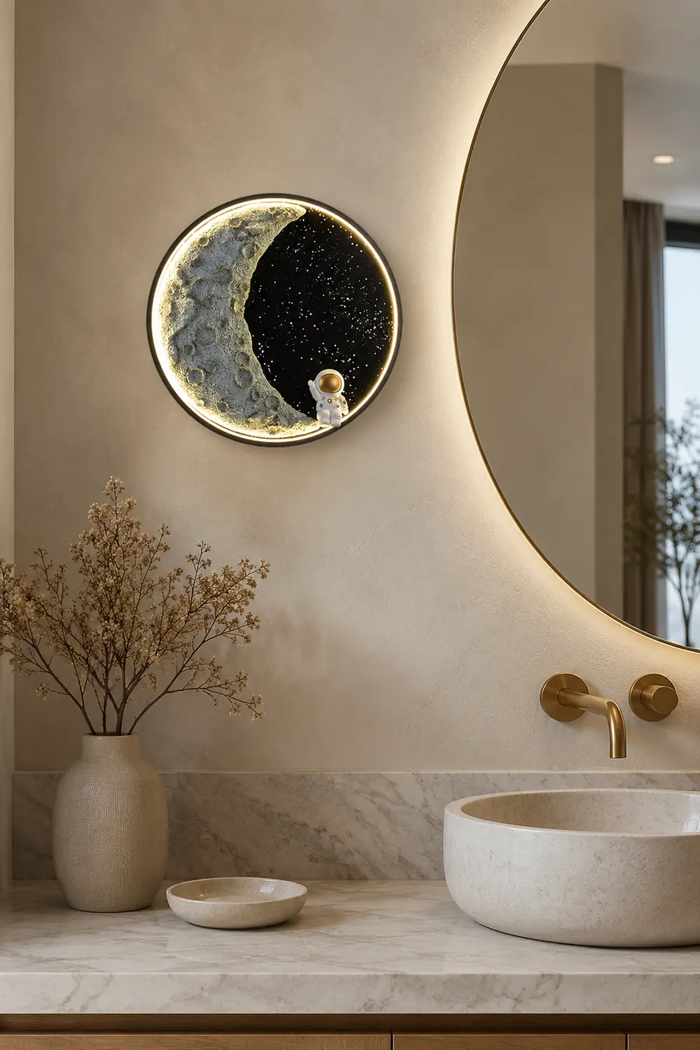Elif Modern Astronaut Moon Metal Black Wall Lamp - Lumpaz