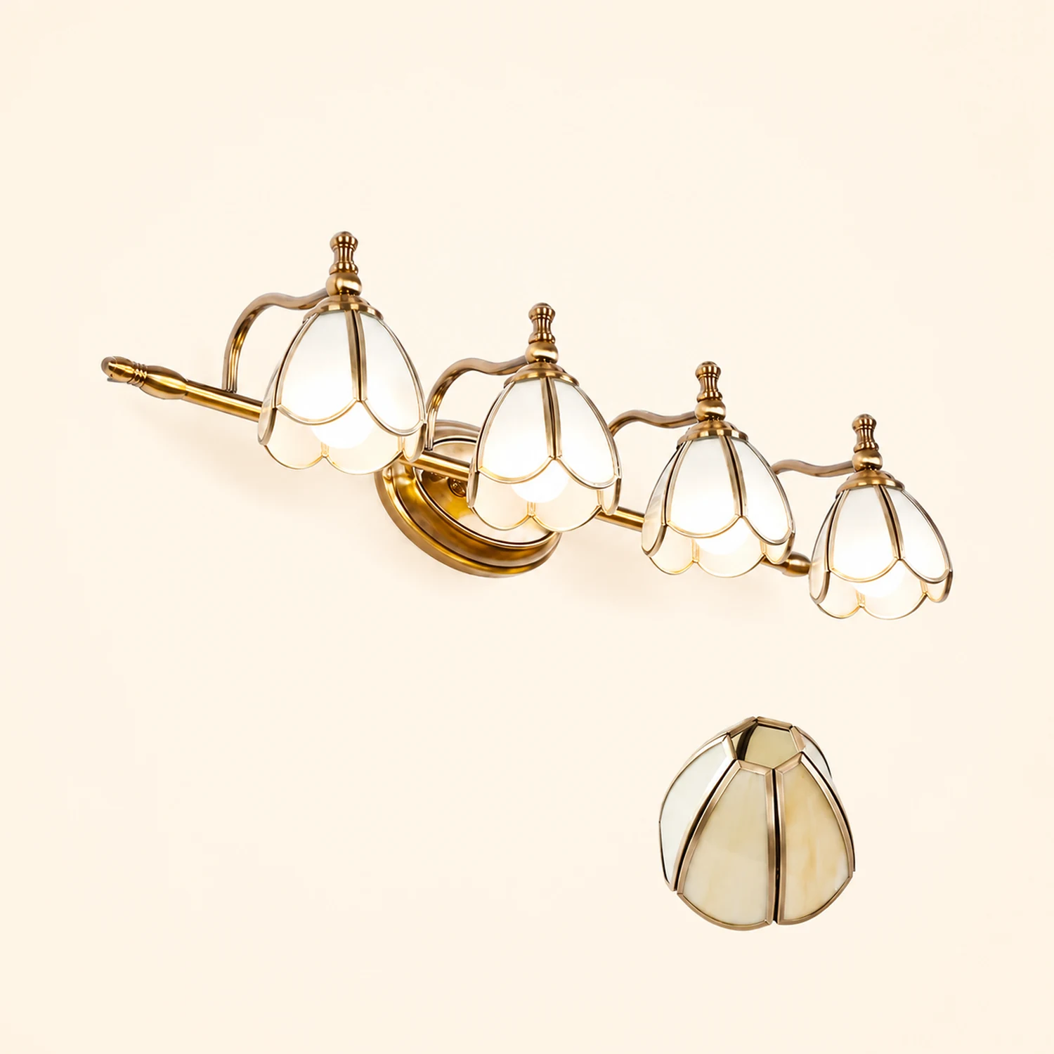 Félicie Vintage Flower Glass Wall Lamp, White/Yellow, Living Room - Lumpaz