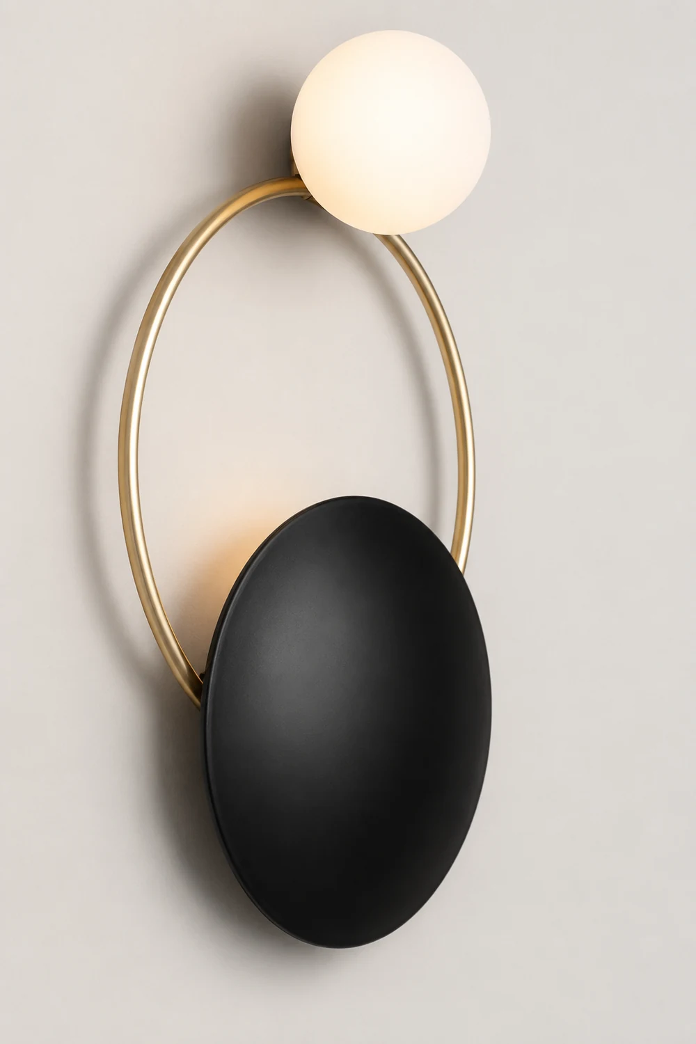 Emyr Modern LED Triple Rings Wall Lamp, Metal/Glass, Gold/Black, Bedroom - Lumpaz