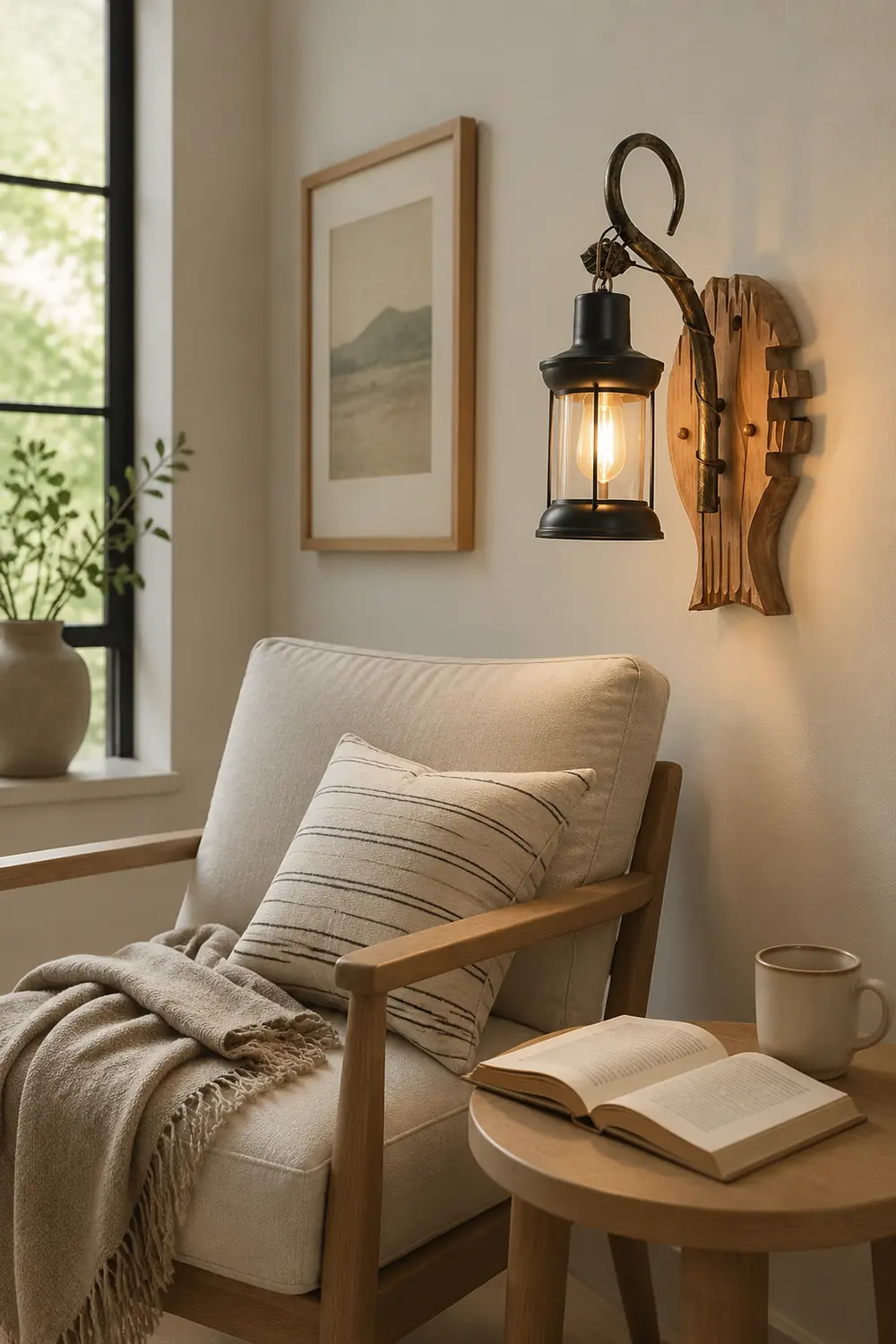 Austin Wall Lamp Fish Shape Vintage, Wood/Metal, Bedroom - Lumpaz