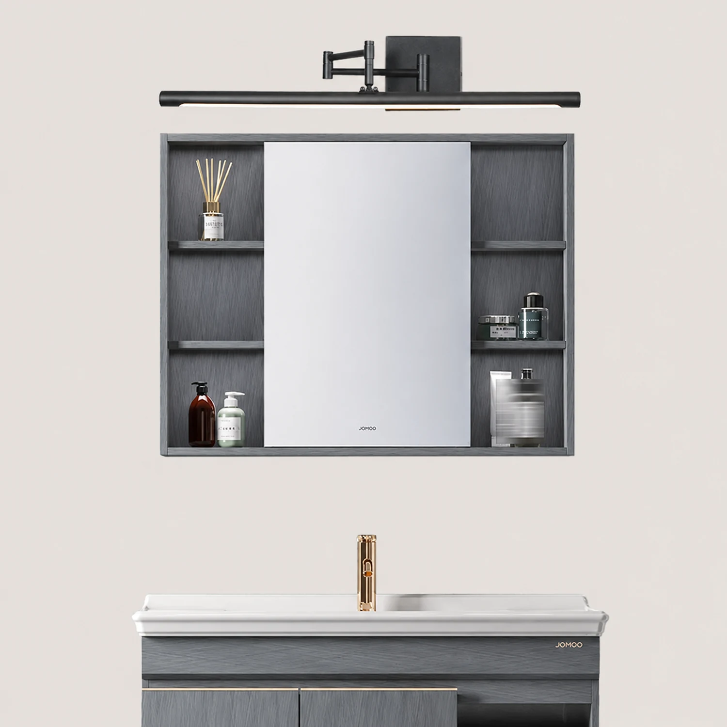 Edge Modern Adjustable Mirror Front Vanity Metal Acrylic LED Wall Lamp - Lumpaz