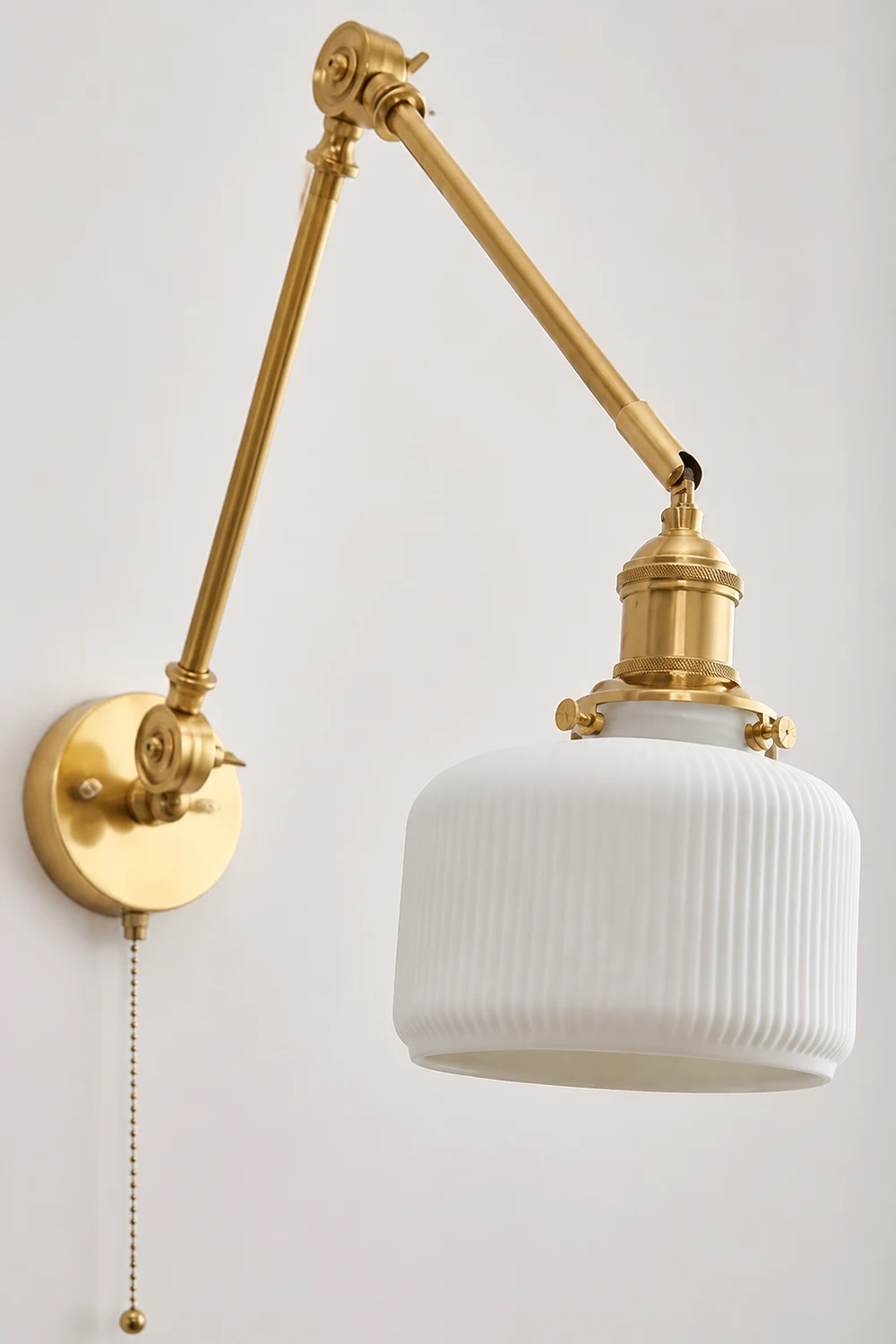 Carins Wall Lamp Modern Drum Ceramics Metal Adjustable, White - Lumpaz