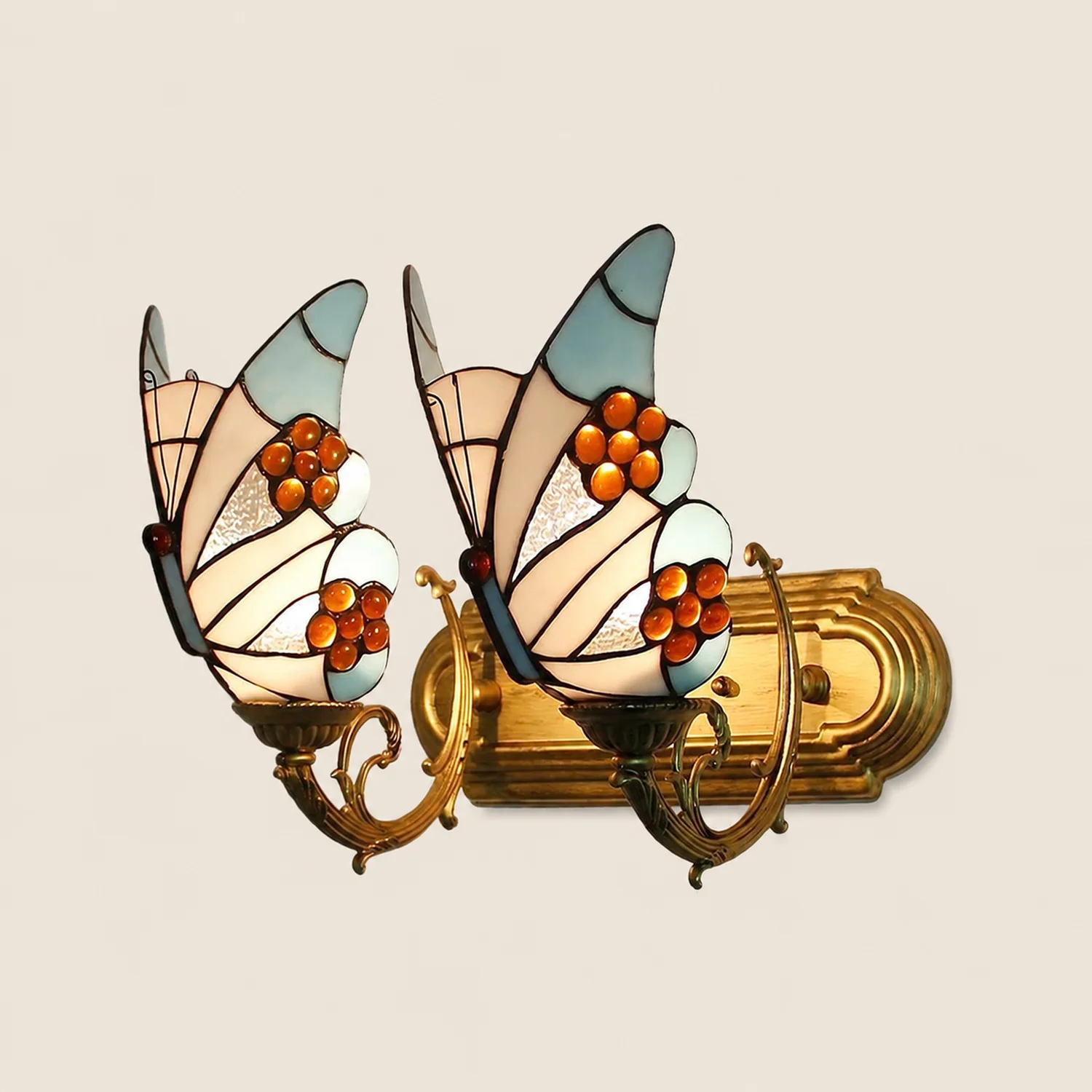 Kady Artistic Butterfly Metal/Glass Lamps Wall, Red/Blue/Multi-Color/Light Blue - Lumpaz