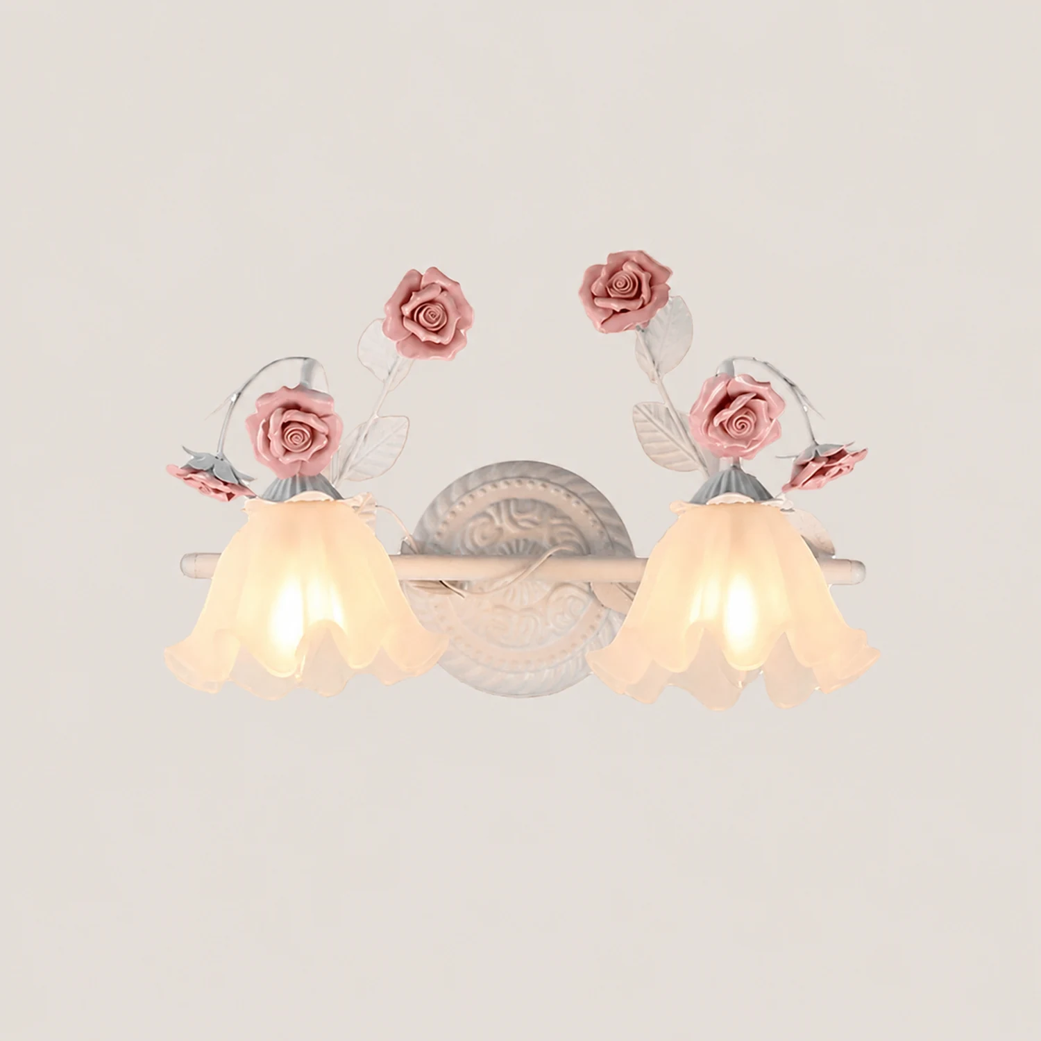 Félicie Vintage Flower Metal Wall Mounted Lamps, Blue/Pink - Lumpaz
