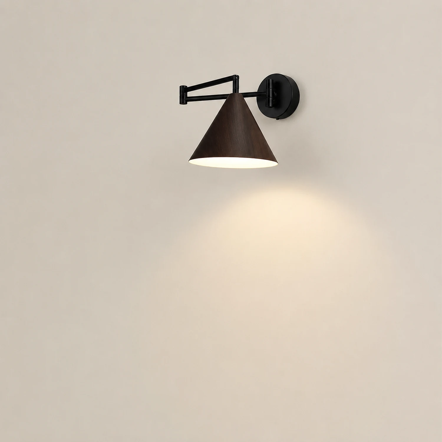 Ozawa Cone Shaped Adjustable Wall Lamp, Metal/Wood, Bedroom - Lumpaz