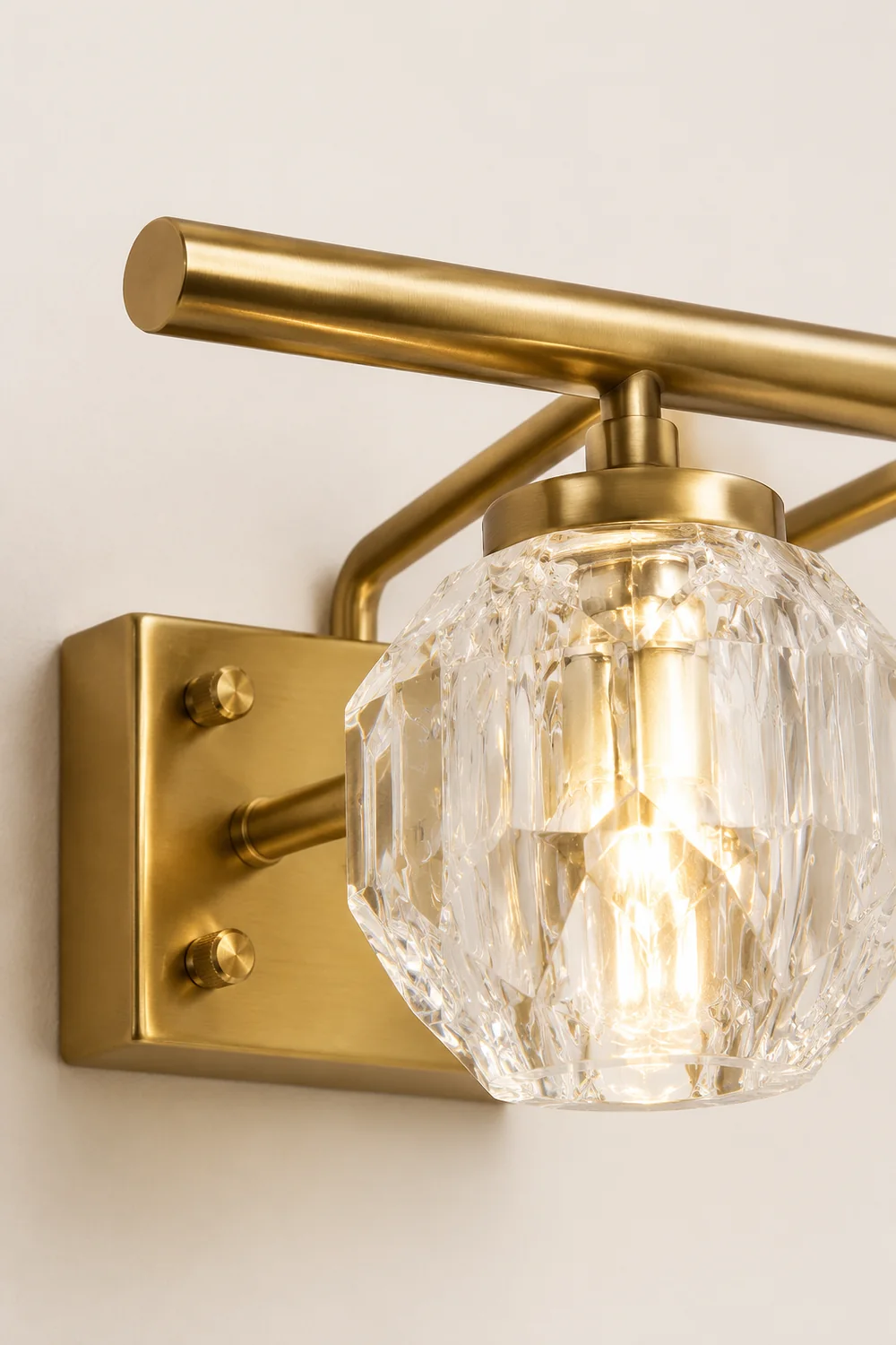 Kristy Wall Lamp Modern Mirror Front Vanity, Metal/Crystal, Gold, Bathroom - Lumpaz