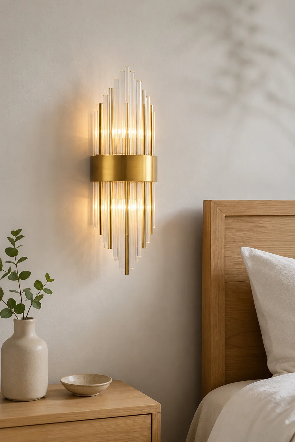 Kristy Luxury Gold Crystal Bedroom Bedside Wall Lamp - Lumpaz