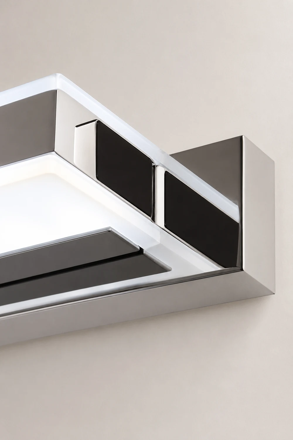 Leigh Modern Square  Acrylic Mirror Front Vanity Wall Lamp , Chrome - Lumpaz