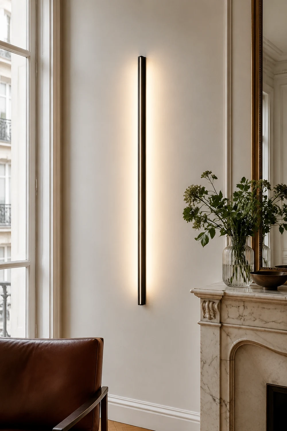 Edge Minimalist Black Bar Mirror Front Vanity Wall Lamp, Metal/Acrylic - Lumpaz