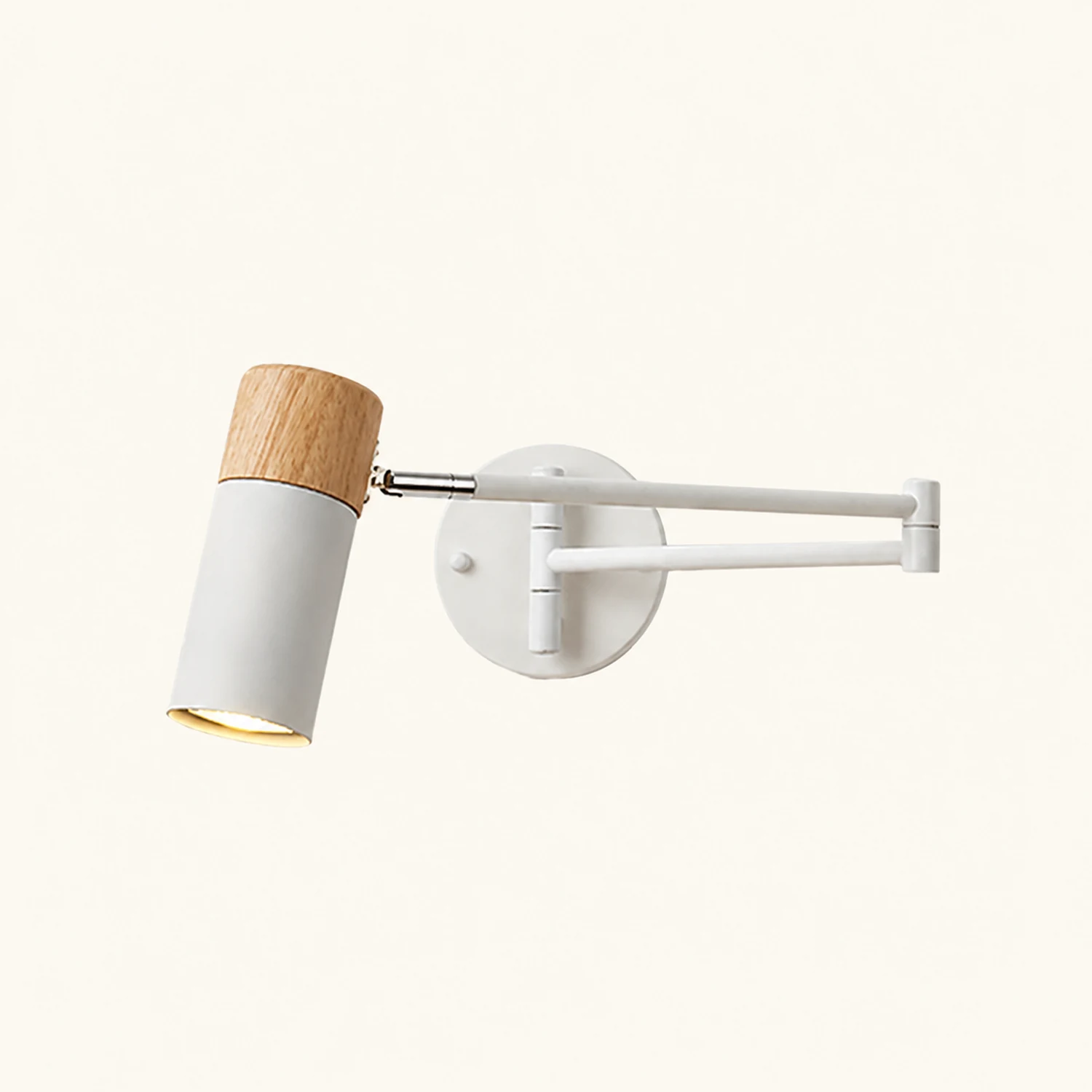 Ozawa Nordic Can Shaped Adjustable Wall Lamp, Metal/Wood, White - Lumpaz