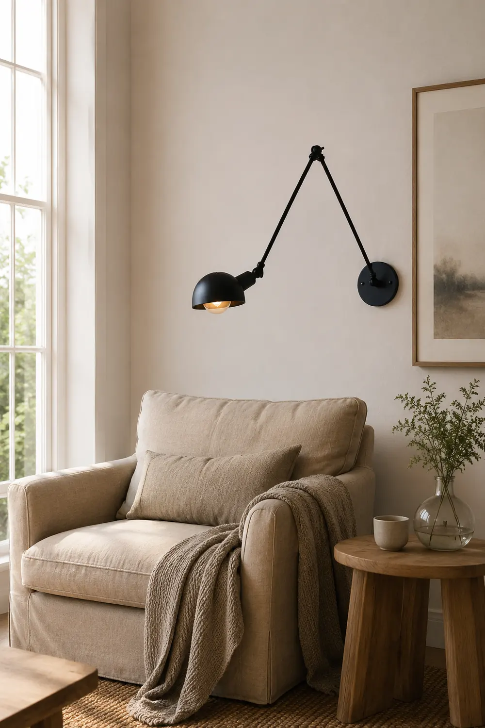 Brady Minimalist Adjustable Wall Lamp, Metal, Black, Bedroom - Lumpaz