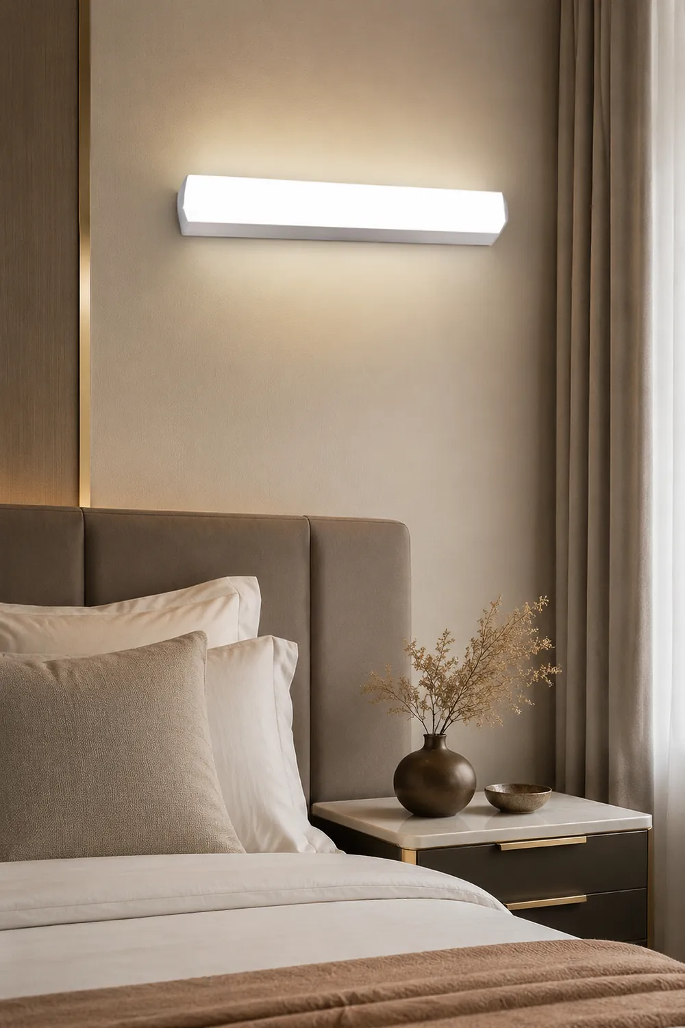 Leigh Modern Rectangular Acrylic Mirror Front Vanity Wall Lamp, White - Lumpaz