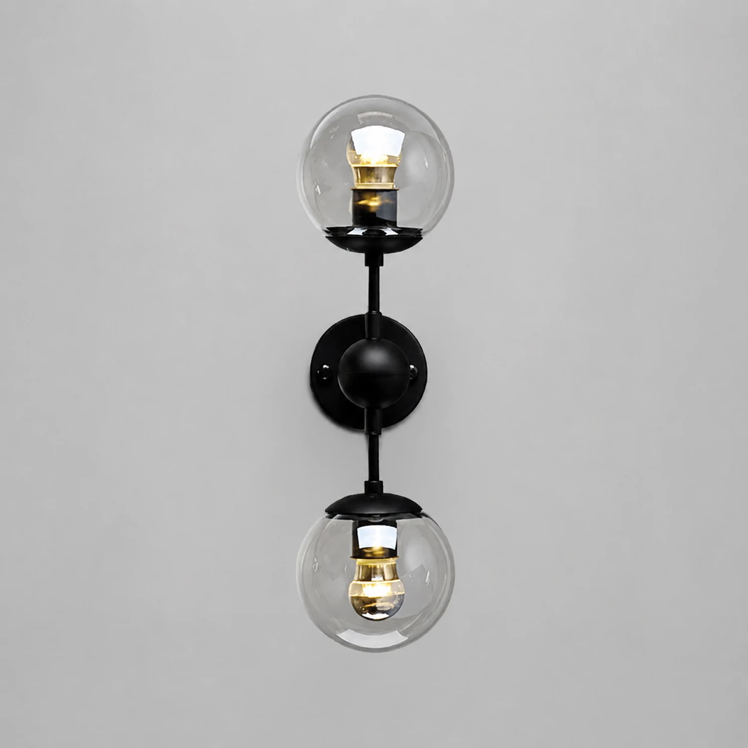 Valentina Globe Glass Vanity Wall Light, Black/Gold, Bedroom - Lumpaz
