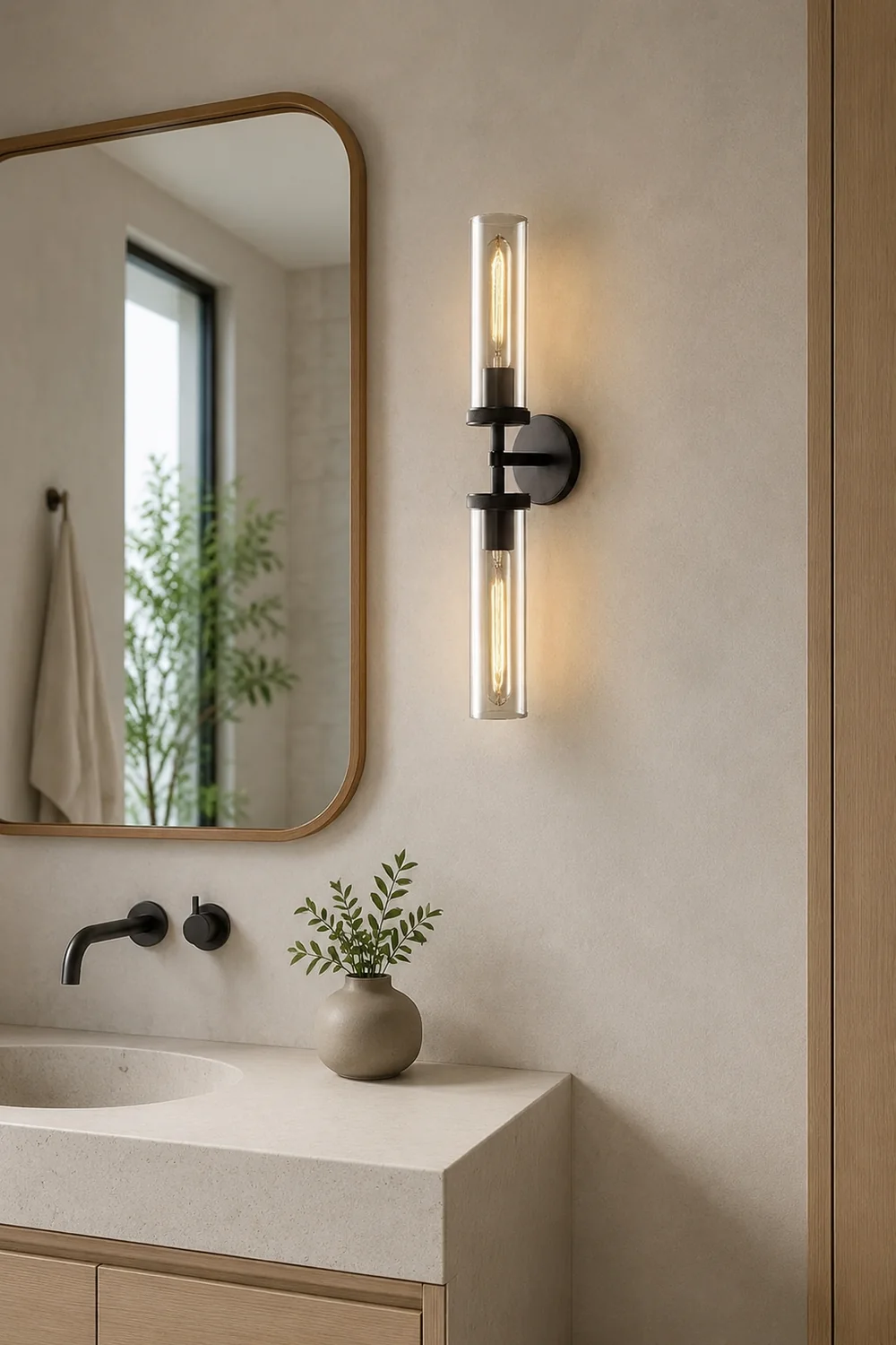 Leigh Modern Cylindrical Metal Led Wall Lamp, Black/Copper - Lumpaz