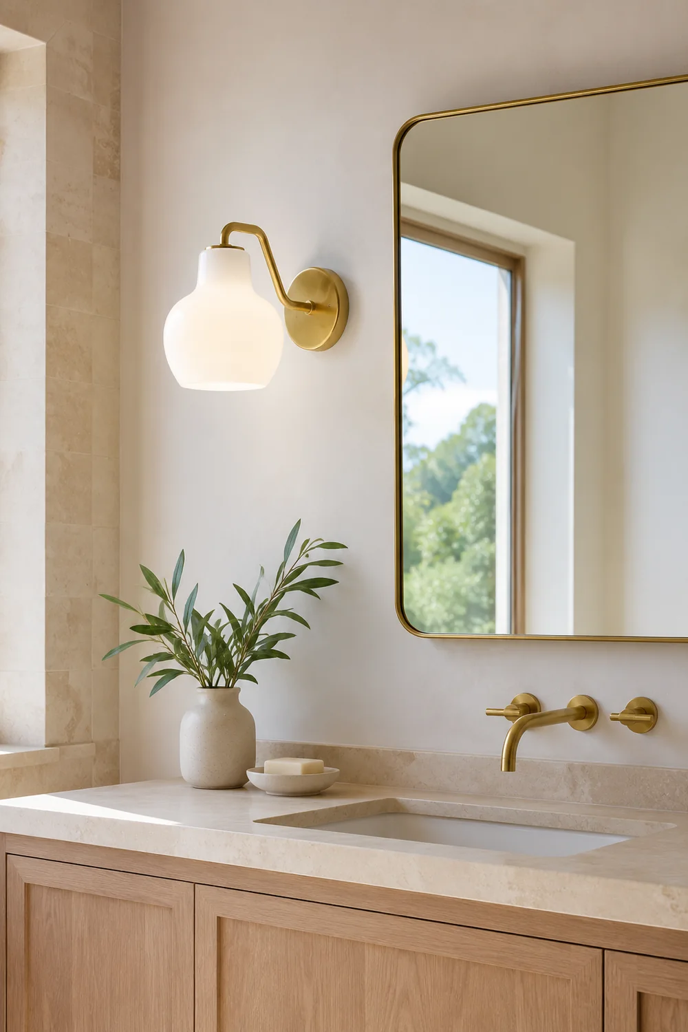 Lily Simple Dome Shape Vanity Wall Lamp, Metal/Glass - Lumpaz